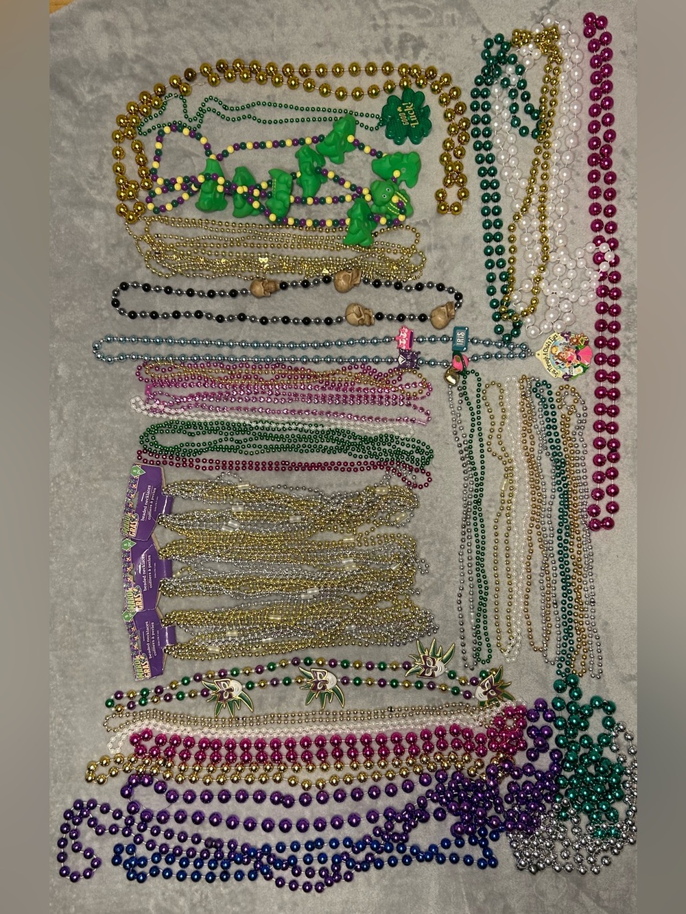 Mardi Gras Beads Lot of 61 strands Various Colors Lengths and Bead size